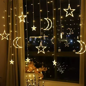 Battery-Powered LED Star String Lights for Christmas and New Year Home Decorations