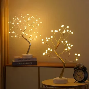 Battery USB Operated Warm White Led Tree Light Pearl Decor Shimmer Copper Wire Fo Holiday Party Home Decoration
