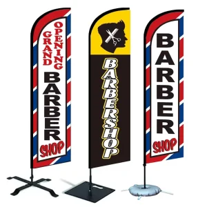 Beach Flags Feather Flag Kit Custom Outdoor Barbershop Advertisement Logo Printing Rectangle Banners Flag Pole
