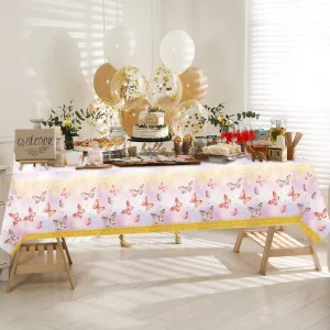 Beautiful Butterfly Theme Disposable Plastic Tablecloth for Birthday Graduation & Ramadan Parties Waterproof Supplies