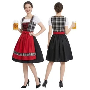 Beer Festival Plaid Women’s Oktoberfest Halloween Skirt Apron Traditional Bavarian Women Cosplay Costume