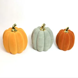 Best Products Halloween Pumpkin Shape with Flocking Ceramic for Decoration Artificial Decorative Pumpkins