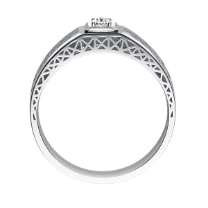 Best Seller Retro Hollow Craft Fine Jewelry Symmetrical Star Carved Band Au750 Hollow Star Grid Solitaire Diamond Wedding Band