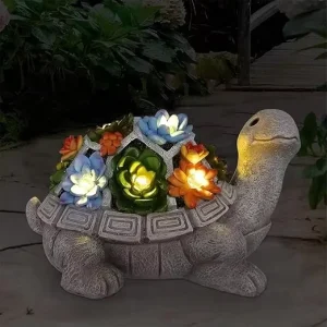 Best Seller Solar Powered LED Resin Statue Light Cute Turtle Statue Decoration Light Used For Garden And Lawn Decoration