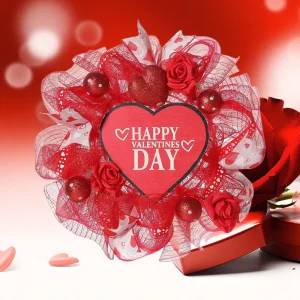 Best selling Valentine’s Day Wreath Door Hanging Decoration Wedding Decorative Artificial Rose Hanging Ornament