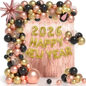 Bestselling New Year’s Party Balloon Decorations Happy New Year Pink Theme Party Supplies