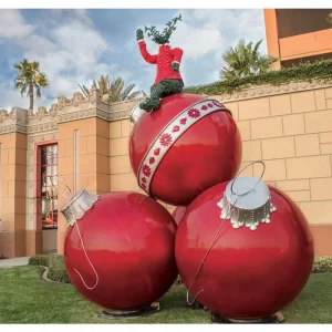 Big Fiberglass Xmas Bauble Giant Christmas Ball Decoration For City Square Props