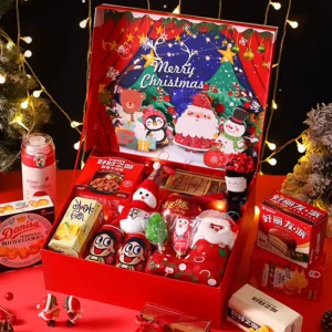 Big Holiday Family Gifts Recyclable Paperboard Wrapping Boxes Glossy Lamination for Present Xmas Eve Treat Christmas Gift Box