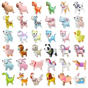 Big Size Animal Theme Dinosaur Car Cartoon Foil Balloon With Wheel Walking Animal Balloons For Children School Party