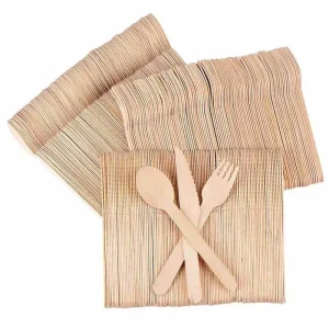 Birch Wood Cutlery Set 100/300/500 Pack for Institutional Catering and Salad