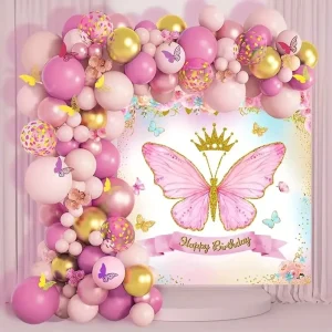 Birthday Baby Shower Party Supplies Pink Purple Butterfly Birthday Party Balloon Arch Kits Butterfly Theme Party Balloon Sets