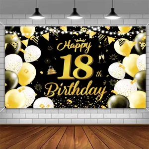 Birthday Background Banner Gold Balloon Sign 18th Birthday Photo Background Party Decorations