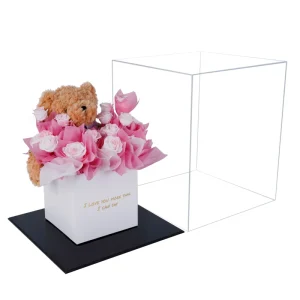 Birthday Bear Gift Box Valentine’s Day Christmas Real Natural Dried Rose Preserved Flower Eternal 2 3 Years Long Lasting