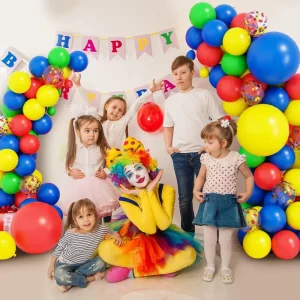Birthday Decor Colorful Party Supplies 123pcs Primary Balloons Carnival Circus Balloon Arch Garland Kit