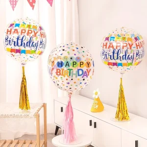 Birthday Decoration Colorful Happy Party Supplies Rainbow Tassels PVC Balloon Happy Birthday