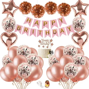Birthday Decorations With Cake Topper Happy Birthday Banner Confetti Balloons Birthday Party Supplies