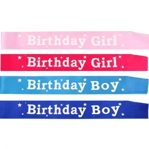 Birthday Girl Boy Decorations Set Pink Sash Award Ribbon for Girls Boys Party Supplies Valentine’s Day Satin Indoor Outdoor