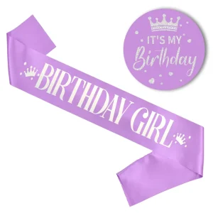 Birthday Girl Sash and Badge Decorations Set Includes Birthday Girl Sash and Its My Birthday Badge for Kids