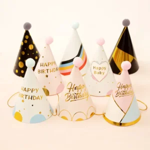 Birthday Hats Party Supplies Paper Birthday Party Hat Popular Design Printing Collar Cone Cap Set