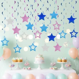 Birthday Party 8pcs PVC Star Spiral Hanging String Banner Wall Decorations 4th of July Party Ribbon Decoration Garland