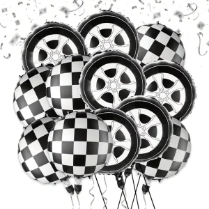 Birthday Party Balloon Decoration Set Premium 18 inch 50 piece Wheel Aluminum Foil Racing Car Glossy Version Inflatable