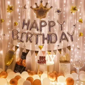 Birthday Party Balloons Decorations Set for Women Girl Men Happy Birthday Party Photo Booth With Balloon Banner