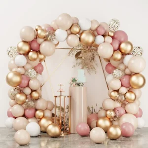 Birthday Party Balloons Garland Arch Kit Retro Pink Macaron Orange Gold White Balloons Baby Shower Bachelorette Party