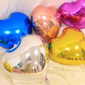 Birthday Party Balloons Red Silver Gold Heart Shaped Foil Balloons Single for Valentine Wedding