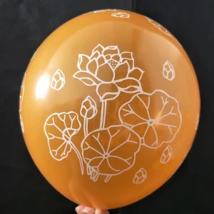 Birthday Party Decoration 12 Inch Orange Color Flower Printing Latex Balloons