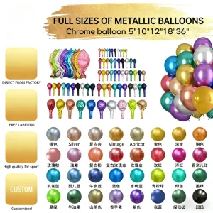 Birthday Party Decoration Latex Balloons Thick Metal Gold Silver Champagne 12 Inch Chrome Latex Balloon