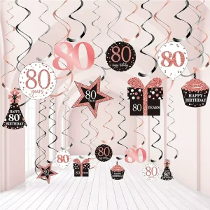 Birthday Party Decoration Rose Gold Hanging Swirls Ceiling Decorations Shiny Foil Swirls for Birthday Party Supplies