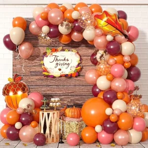 Birthday Party Decorations Balloons Garland Kit with Leaves Thanksgiving Autumn Baby Shower Party Decor Supplies