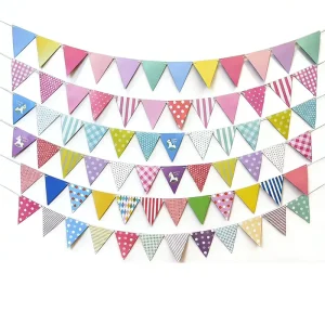 Birthday Party Decorations Pennant Streamer Banners Flags Festive Cartoon Horse Design Garland Triangular Shape Decor Supplies