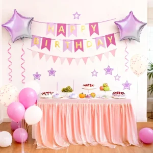 Birthday Party Decorations Set Happy Birthday Banner Foil Star Balloons Hanging Swirls Party Supplies for Celebration