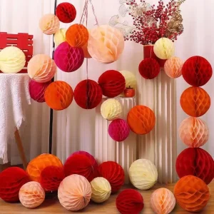 Birthday Party Festival New Year’s Day Spring Festival Wedding Honeycomb Paper Balls Lanterns Garland Decorations