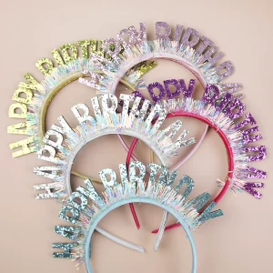 Birthday Party Headband Glitter Happy Birthday Girl Headdress Party Dance Party Supplies Decoration