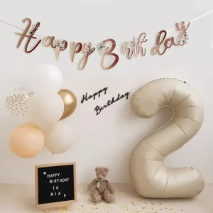 Birthday Party Supplies Background Wall Pendant Retro Flowers Pastoral Style One-Piece Alphabet Paper Pull Flag Banner