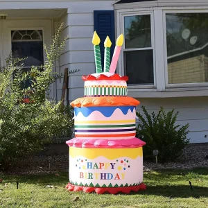 Birthday Party Supplies Exquisite Gift Cake Inflatables Led Light Custom Birthday Inflatable Decoration
