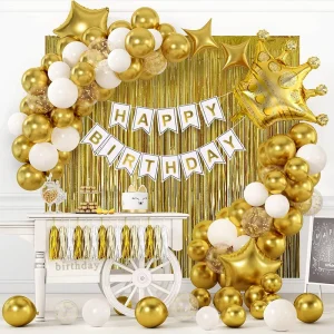 Birthday Party Supplies Happy Birthday Foil Balloons Curtain Gold Birthday Party Decoration Set