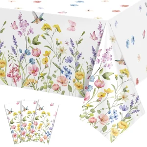 Birthday Party Supplies Kit with Banner Hanging Swirls Paper Plates Cups Napkins Waterproof PE Plastic Tablecloths for Birthday