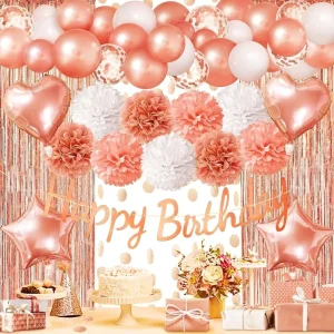 Birthday Party Supplies Rose Gold Party Decoration Set Rain Curtain Tableware Balloon Decorations