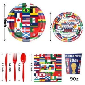 Birthday Party Supplies Set Tableware Decorative Paper Plates Cups Napkins Banners Flags Graduation Easter Christmas Theme