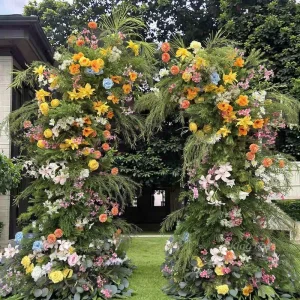 Birthday Supplies Marriage Proposal Artificial Flowers Decor Wedding Horn Arch Colorful Flowers Event Backdrop Party Arch