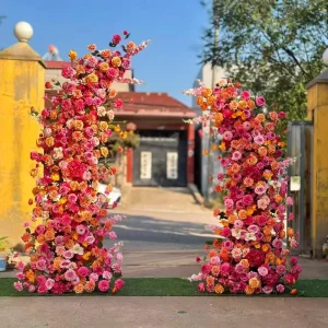 Birthday Supplies Marriage Proposal Artificial Flowers Decor Wedding Horn Arch Colorful Flowers Events Backdrop Party Arch