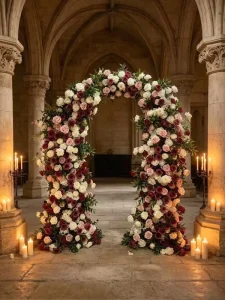 Birthday Supplies Marriage Proposal Artificial Flowers Decor Wedding Horn Arch Colorful Flowers Events Backdrop Party Arch