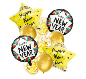 Black Gold Christmas New Year Party Background New Years Eve Party Supplies Happy New Year Foil Balloon NYE Decorations