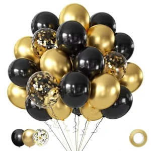 Black Gold Confetti Balloons 50PCS 12 Inch Eco-Friendly Helium-Filled Party Decorations for Birthday Graduation New Christmas
