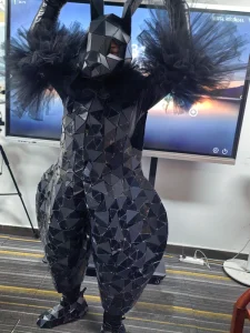 Black Mirror Rabbit Costume Full Set Geometric Bunny Helmet Tulle Fluff Stage Performer Outfit Nightclub Gogo Dancer Suit