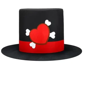 Black Red Heart Bone Pattern Decorated Tall Top Hat Carnival Party Cosplay Costume Felt Top Hat Promotion Decoration