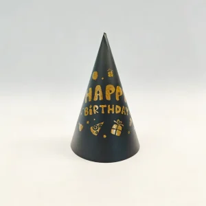 Black and Gold Happy Birthday Party Supplies Set Cone Hats Noise Makers Eye Masks for Birthday Celebrations